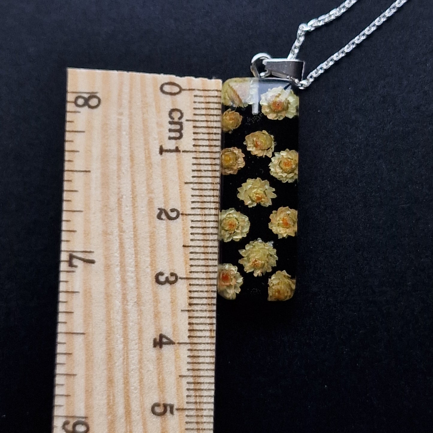 Handmade Resin Jewelry Set with Real Dried ‘Helipterum Roseum’ Flower & 925 Sterling Silver