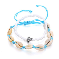 Fashion Shell Rice Beads Hand-Woven Adjustable Anklet Ocean Wind Beach Accessories