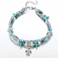 Fashion Shell Rice Beads Hand-Woven Adjustable Anklet Ocean Wind Beach Accessories