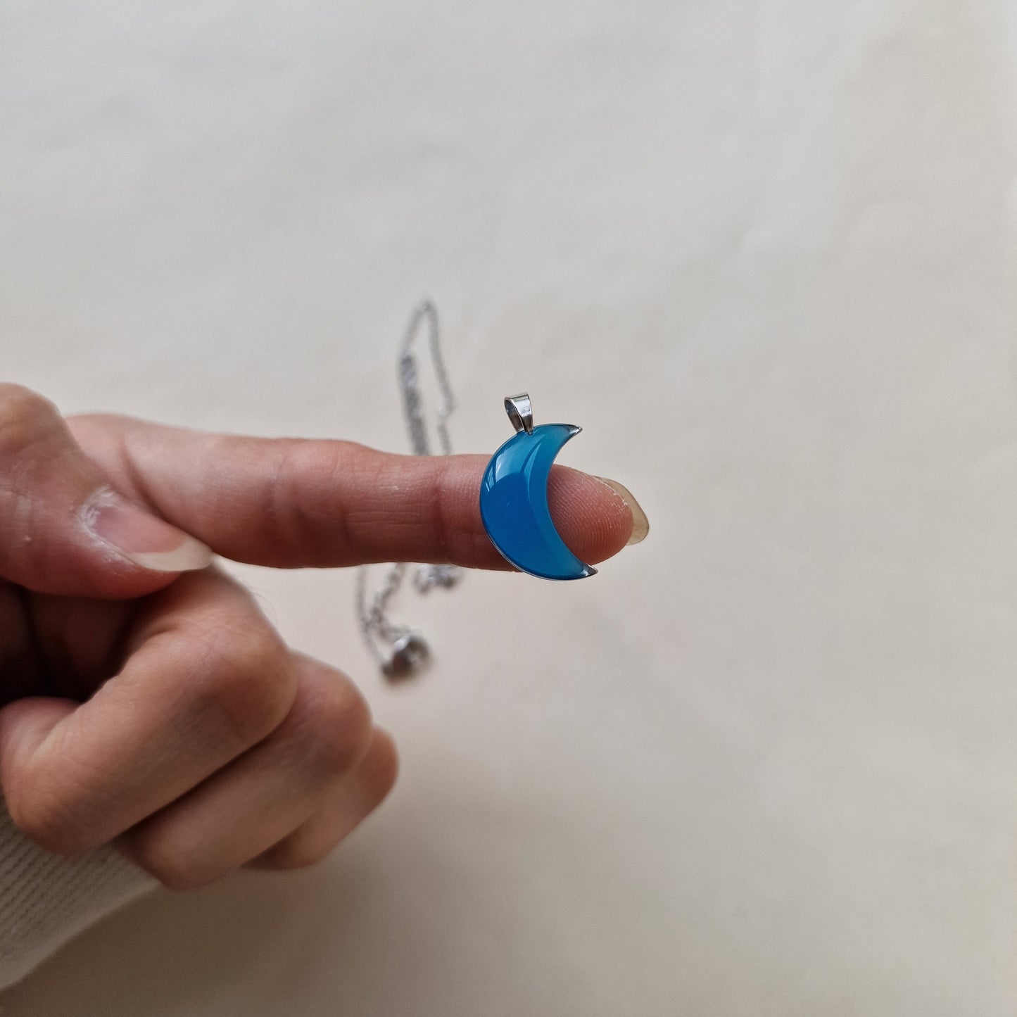 Glow-in-the-Dark “Moon” Necklace – Handmade Luminous Pendant