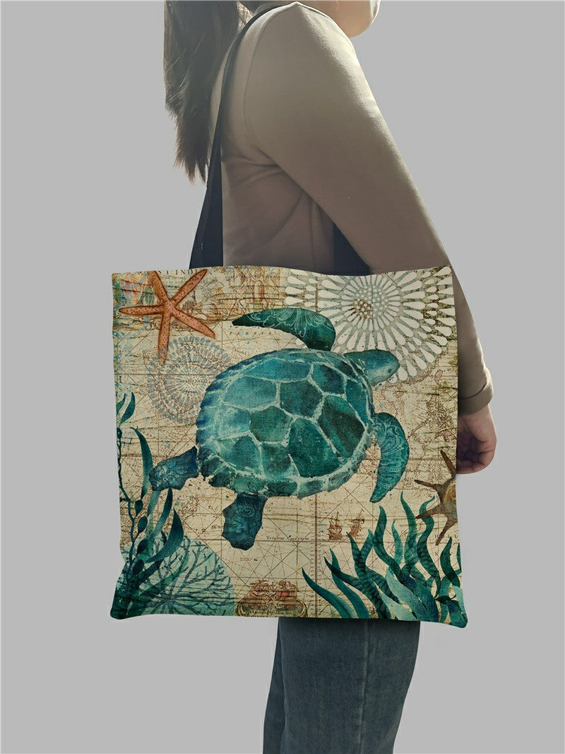 Eco friendly bag with beach design Cotton And Linen Shopping Bag