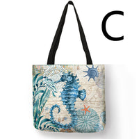 Eco friendly bag with beach design Cotton And Linen Shopping Bag