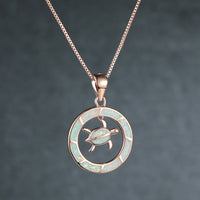 Hawaiian Sea Turtle Gemstone Necklace Gold and Silver