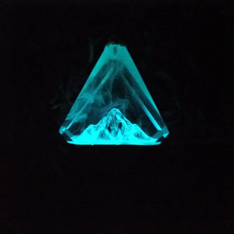 Northern lights Wood resin pendant | Snow Mountain Aurora | Glow in the dark Jewelry