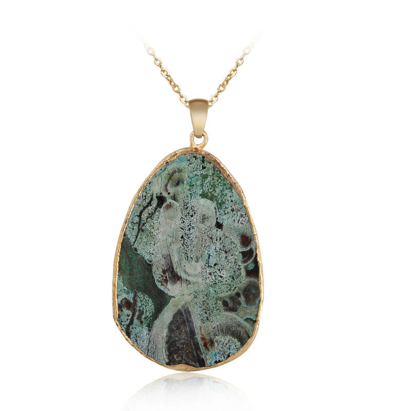 Ocean Stone Gold Edge Pendant