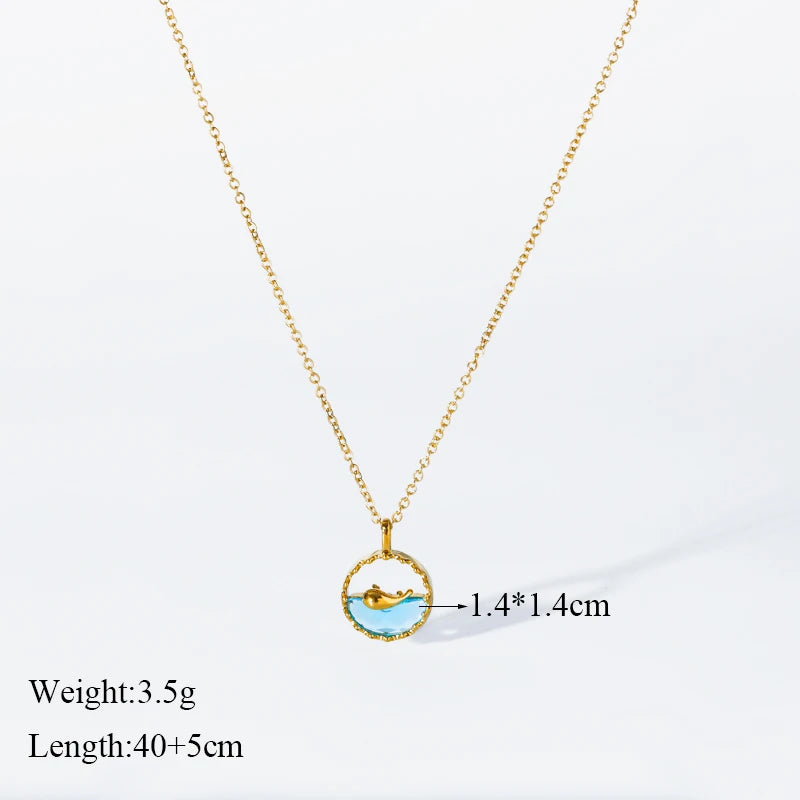 Creative Ocean Whale Pendant Necklace For Women 316L Stainless Steel