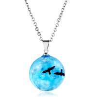 Creative Handmade Jewelry With Luminous Blue Sky White Clouds Birds