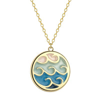 Fashionable Wave Sea Pendant Simple Trendy Stainless Steel Necklace